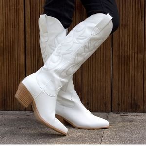 White Cowboy Boots - Size 7